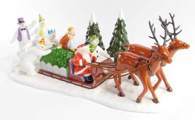 A Coalport Characters Father Christmas and the Snowman figure group, modelled as a Sleigh Ride Home, limited edition 290/500 boxed with certificate. - 2