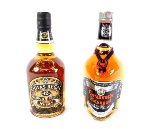 A bottle of Grant's Royal Finest Scotch Whisky, 12 Years Old, together with a bottle of Chivas Regal Premier Scotch Whisky, Age 12 Years. (2)