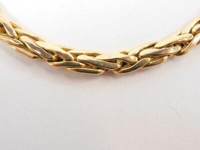 A 9ct gold Palma link neck chain, on a lobster claw clasp, 17g. - 3