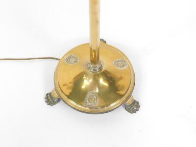 An early 20thC brass standard lamp, converted to electricity, 182cm H. - 2