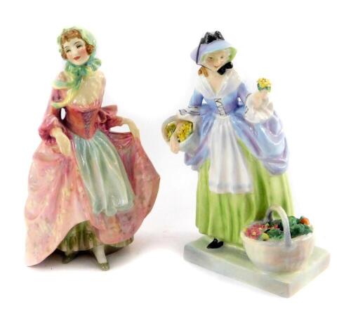 Two Royal Doulton figures, comprising Spring Flowers, HN1801, and Suzette, HN1487.