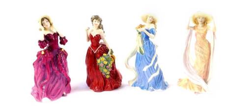 Four Royal Doulton figures from the Millennium Four Seasons collection, comprising Spring, Summer Autumn, and Winter.