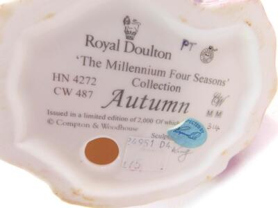 Four Royal Doulton figures from the Millennium Four Seasons collection, comprising Spring, Summer Autumn, and Winter. - 2