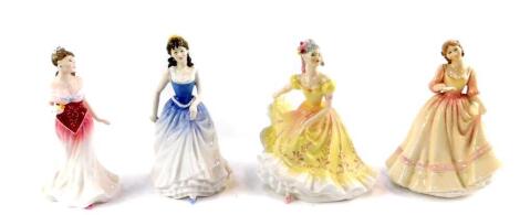 Four Royal Doulton figures, comprising Yours Forever, HN3354, For You, HN3863, Ninette, HN2379, and Michelle, HN4158.