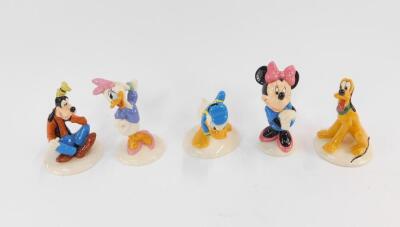 Five Royal Doulton Disney Figures, the Mickey Mouse collection, comprising Donald Duck, Daisy Duck, Minnie Mouse, Goofy and Pluto.