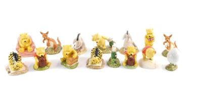 Fifteen Royal Doulton Winnie-The-Pooh Collection Characters, some duplicates, with boxes.