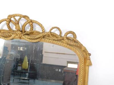 A Victorian and gilt wood overmantel mirror, with rope twist moulding, 146cm H, 129cm W. - 2