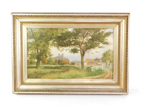 Louis Doel (British, early 20thC). Methwold House, Spalding Marsh, The Residence of Mr Mauby, oil on canvas, signed, dated 1903, 35cm x 59.5cm.