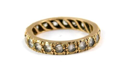 A 9ct gold eternity ring, set with CZ stones, size M 1/2, 2.6g all in.