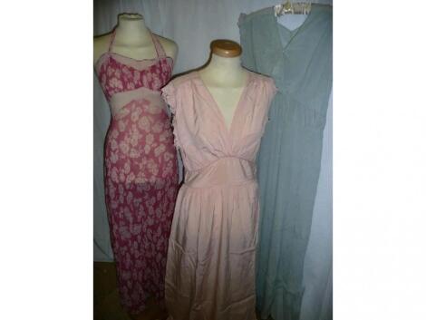 Vintage nightdresses in blue and pink and one delicate dress