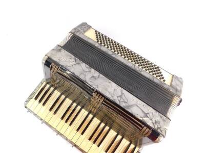 A Hohner Verdi III B piano accordion, the case with grey cracked ice decoration, 120 button, cased. - 3