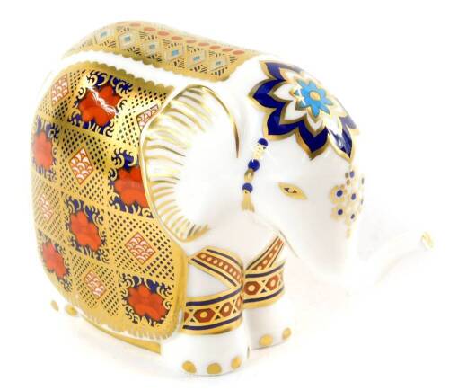 A Royal Crown Derby Imari paperweight modelled as an elephant, signed c1997, boxed.