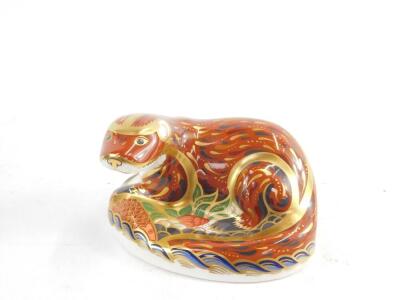 A Royal Crown Derby Imari paperweight, modelled as an otter, boxed. - 2