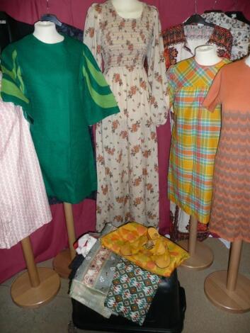 A group of 60's/70's dresses. Four 1960's style dresses of various designs