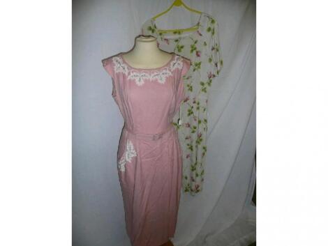 A 'Sidney Kramer Original' vintage summer dress in soft pink with delicate