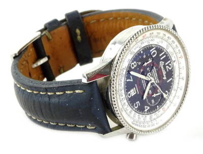 A Breitling automatic gentleman's Navitimer Montbrillant wristwatch, special edition made commemorate 100 years of aviation, with black dial, in plated case, the back stamped with a biplane and '100 ans d'aviation 1903-2003 special edition', numbered A353 - 6
