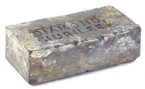 A Queen Victoria diamond Jubilee commemorative engineers brick, 23cm W.