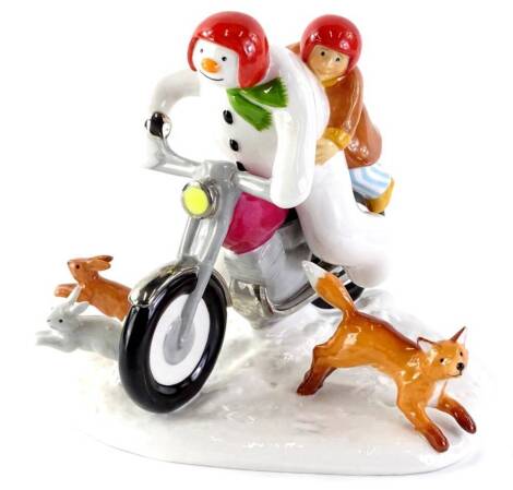 A Coalport characters Snowman limited edition figure, of snowman on a motorbike with fox, rabbits, etc.