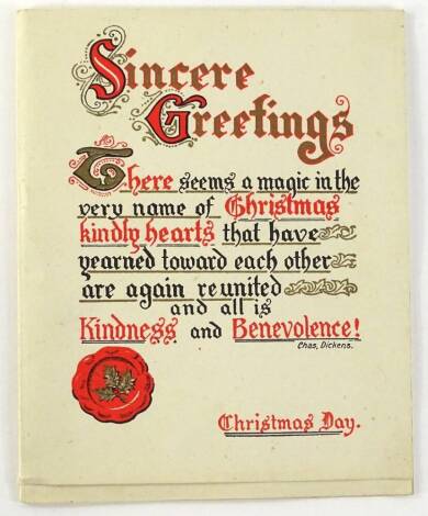 A Christmas greetings card, signed by Stanley Baldwin and with personal inscription stating 'May God, goodwill and good neighbours be your company. Stanley Baldwin Xmas 1928, with love to Amy'.