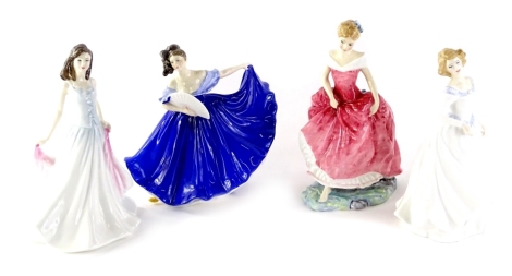 Four Royal Doulton porcelain ladies, Isabelle, Summers Day, Megan and Elaine.