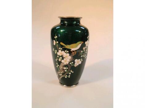 A Japanese cloisonne enamel shouldered ovoid vase