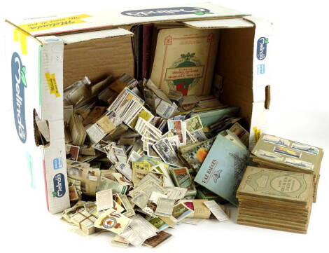 A large quantity of unsorted and sorted cigarette and trade cards, some in albums and cigarette packets, etc.