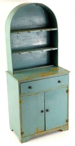 A green painted miniature child's toy dresser, 80cm H.