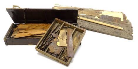 A quantity of furniture maker's or cabinet maker's veneers, oak panels etc.