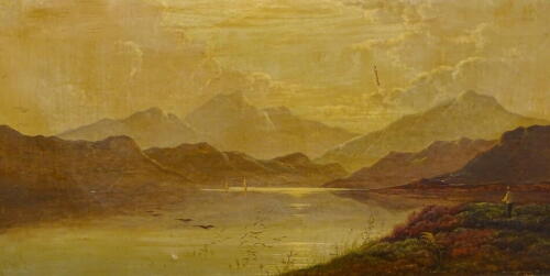 Charles Leslie (fl.1835-1863). Ben Lawers for Loch Drunkie, N. Britain, oil on canvas, titled on mount, 29.5cm x 60cm.