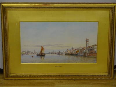 Henry Pilleau (1815-1899). The Guidecca Venice, watercolour, initialled and dated (18)91, 27cm x 48cm label verso Royal Institute of Painters and Watercolours. - 2