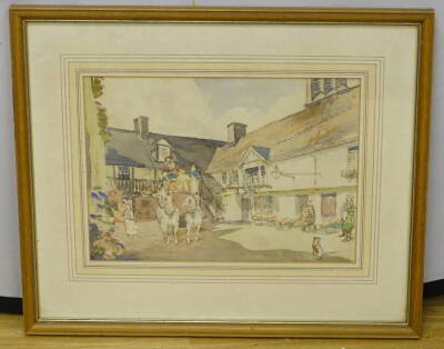 Sursham ?. Coach and horses at the Inn, watercolour, signed and dated (18)76, 25cm x 35.5cm. - 2