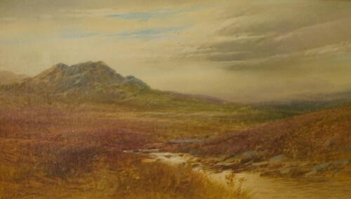 John Shapsland (1865-1929). Moorland landscape, watercolour, signed, 28cm x 46cm.