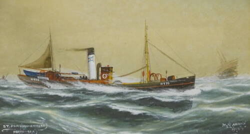 G. Arnold. St. Persian Empire North Sea, watercolour, signed, titled and dated 1912, 33cm x 49cm.