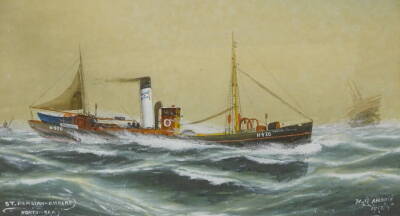 G. Arnold. St. Persian Empire North Sea, watercolour, signed, titled and dated 1912, 33cm x 49cm.