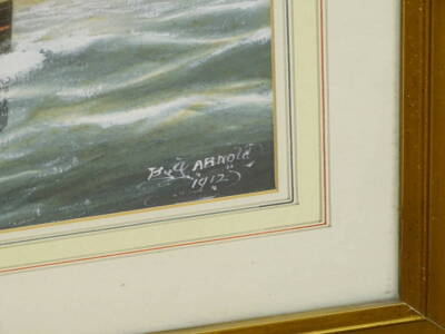 G. Arnold. St. Persian Empire North Sea, watercolour, signed, titled and dated 1912, 33cm x 49cm. - 3