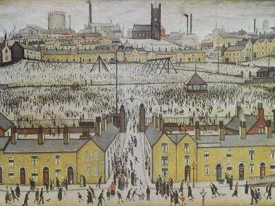 Laurence Stephen Lowry (1887-1976). Britain at Play, Artist signed coloured print, 47cm x 61cm.