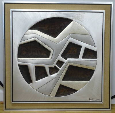 Beltran (20thC). Circular abstract, multi media, signed and dated (19)80, 80cm x 80cm. - 2