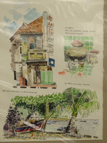 Leslie Keys (?-2005). Studio Works, Asia, etc., watercolour, (contents one album).