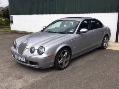 A Jaguar S-Type V8 R Auto, J20 LTP, four door saloon, petrol, 4196cc, silver, circa 174,155 recorded miles, V5 manual and part service history present, taxed until 01/01/2020, MOT expired on 04/07/2019. Provenance: https://www.goldingyoung.com/about/news