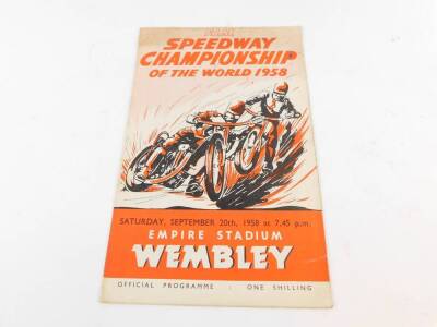 World Speedway interest. A comprehensive personal collection plotting the history of Speedway Championships from 1929 to 1966, being a binder of photographs, programmes, facsimiles and many authentic autographs, removed from various albums, as collected a - 7