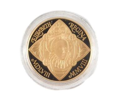 A Royal Mint Queen Elizabeth I £5 gold proof coin 2008, No 495/1500, boxed, with certificate, 40g. - 2