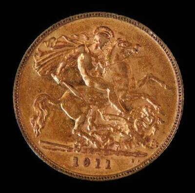 A George V gold half sovereign, 1911.