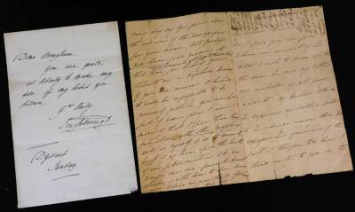 Various historical autographs, letters, etc. to include Charles John Brandling (DA 1856), various sealed letters with wax seals, 18thC and others, early 19thC and others, 1830 and letter, Carlo Pellegrini sketch and annotations, Edward Duke of Kent lette - 5