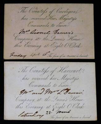 Various letters, signatures, etc. Duke of Sussex 1814, Kensington Palace letter, one dated 1800, invite cards from the Countess of Cardigan, Company At The Queen's House, Augustus Frederick Duke of Sussex invitations, various others. (a quantity) - 3