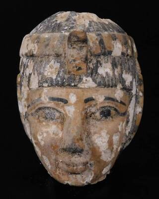 An Egyptian stone figure head, of a lady in elaborate head dress, 12cm H. - 2
