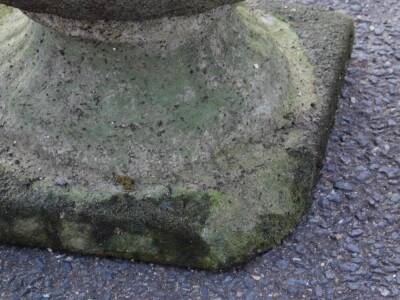 A late 20thC classical design concrete garden urn, the shaped gadrooned bowl on an inverted stem and square foot, 37cm H. - 2