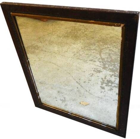 An early 20thC rectangular mirror, with plain glass, beaded surround and plain frame, 91cm H, 76cm W, 3cm D.