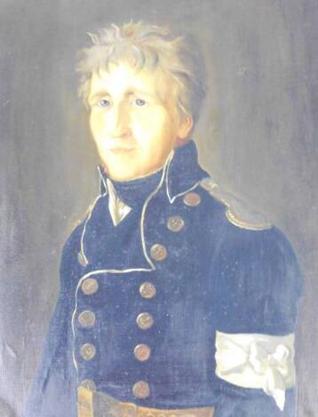 20thC English School. Figure of a soldier, quarter profile, oil on canvas, 62cm x 50cm.