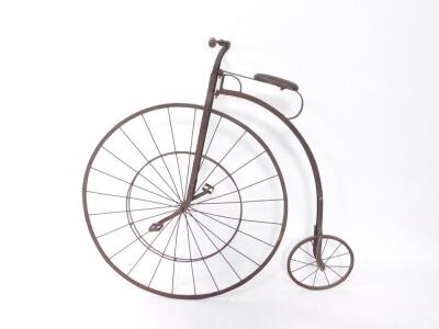 A Victorian penny farthing, or ordinary bicycle, 130cm H.