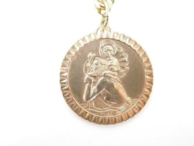 A 9ct gold St Christopher pendant, 7.5g, on an 18ct gold curb link neck chain, 25g. - 3